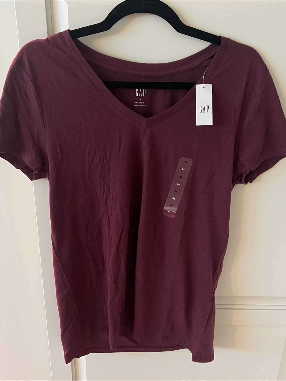 GAP Women's V-Neck Tee in Plum